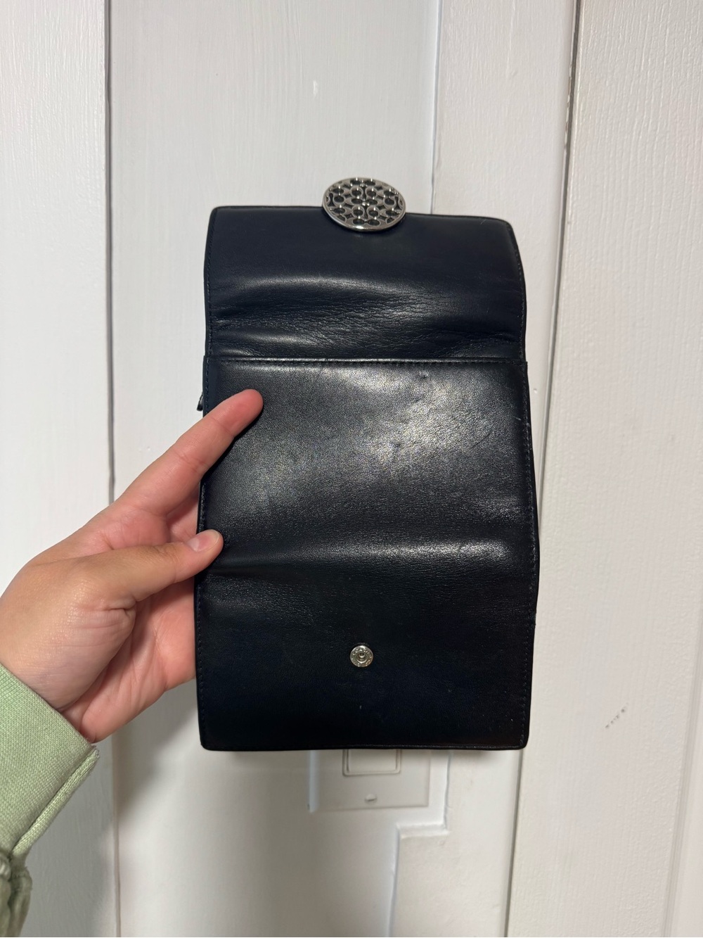Classic Black Leather Wallet with Decorative Medallion - Picture 7 of 7